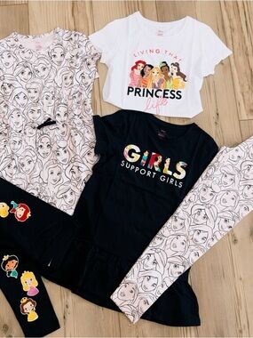 Disney Girls' Pajama Set - Black, White, Pink
